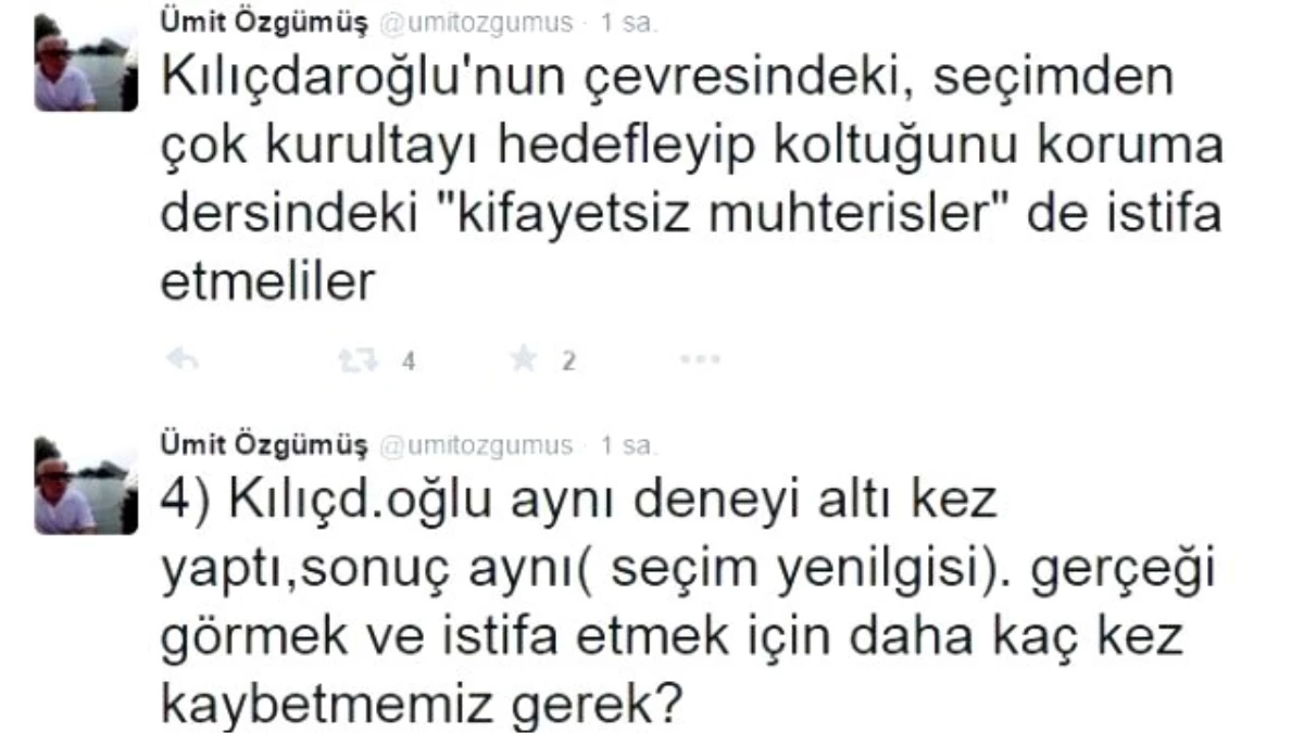Eski CHP\'li Vekilden Kılıçdaroğlu\'na İstifa Çağrısı