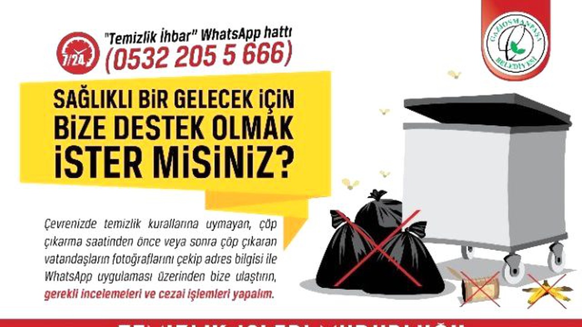Gaziosmanpaşa Belediyesi\'nden Whatsapp\'lı Temizlik İhbar Hattı