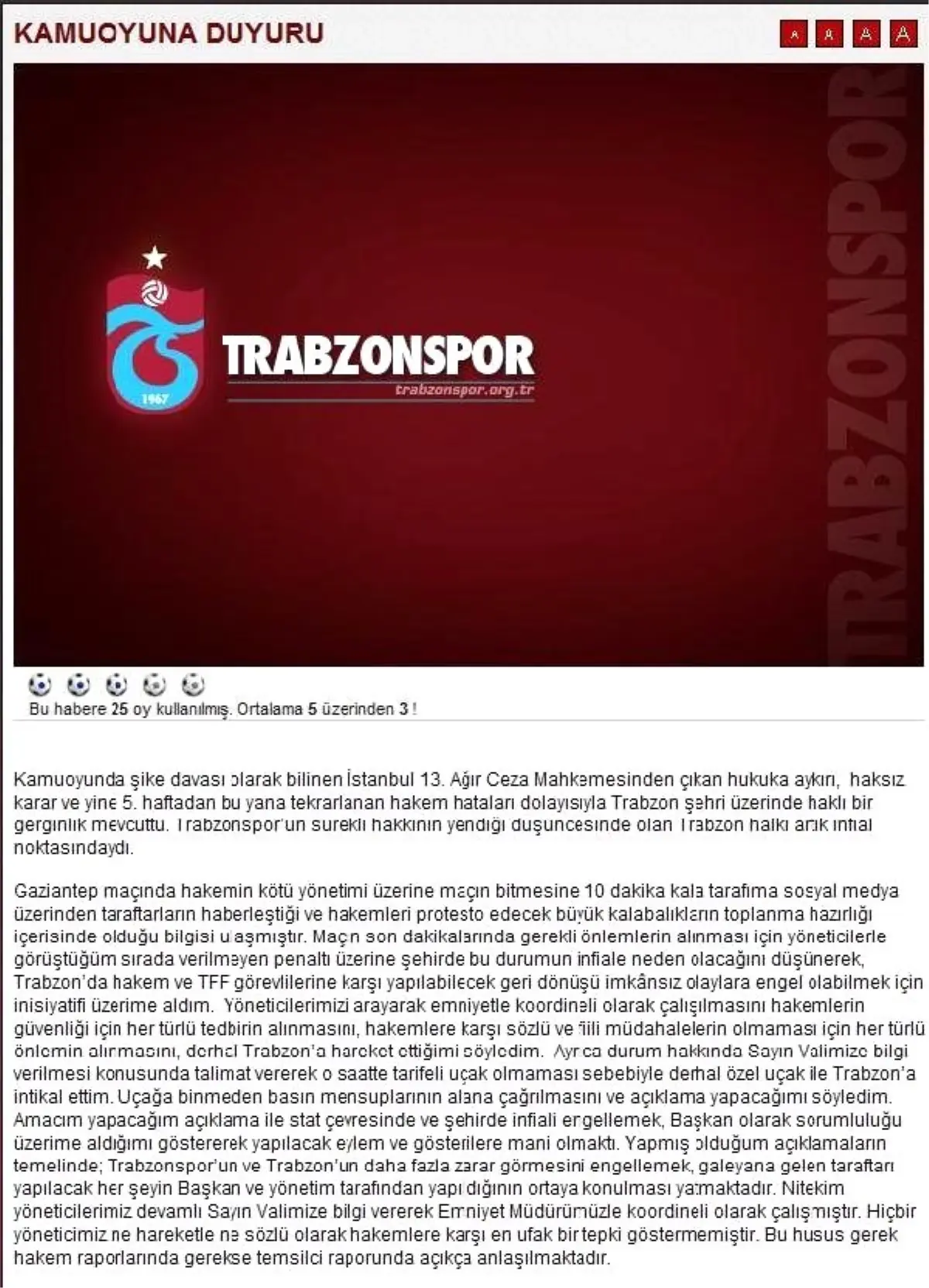 Trabzonspor Başkanından Yeni Hakem Açıklaması