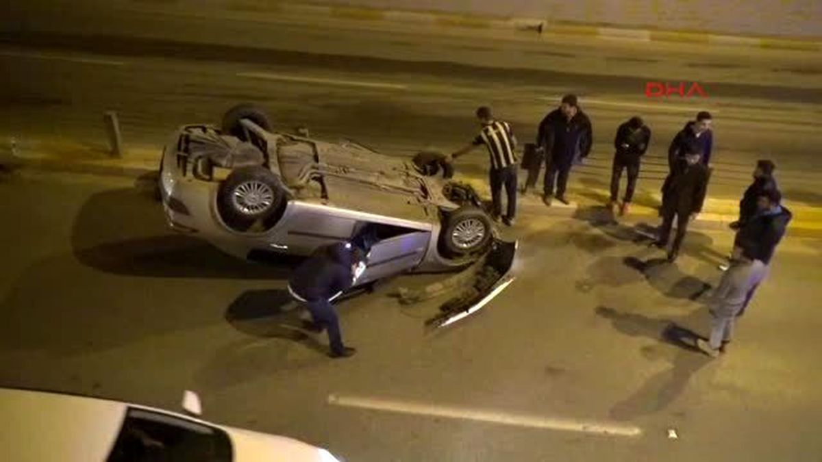 Antalya Takla Atıp, Sürüklenen Araçtan Sapasağlam Çıktılar