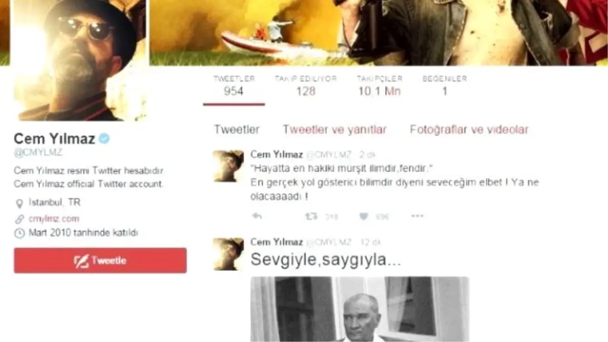 Cem Yılmaz, Ata\'yı Twitter\'da Andı