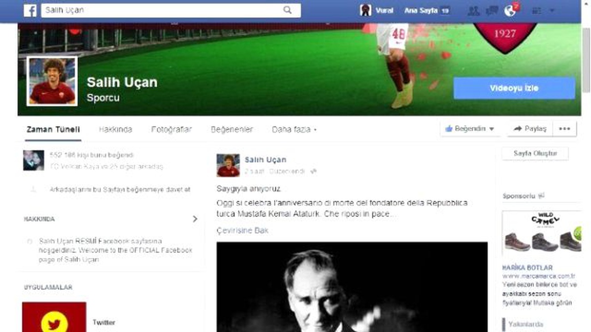 Romalı Salih Uçan\'dan İtalyanca 10 Kasım Mesajı