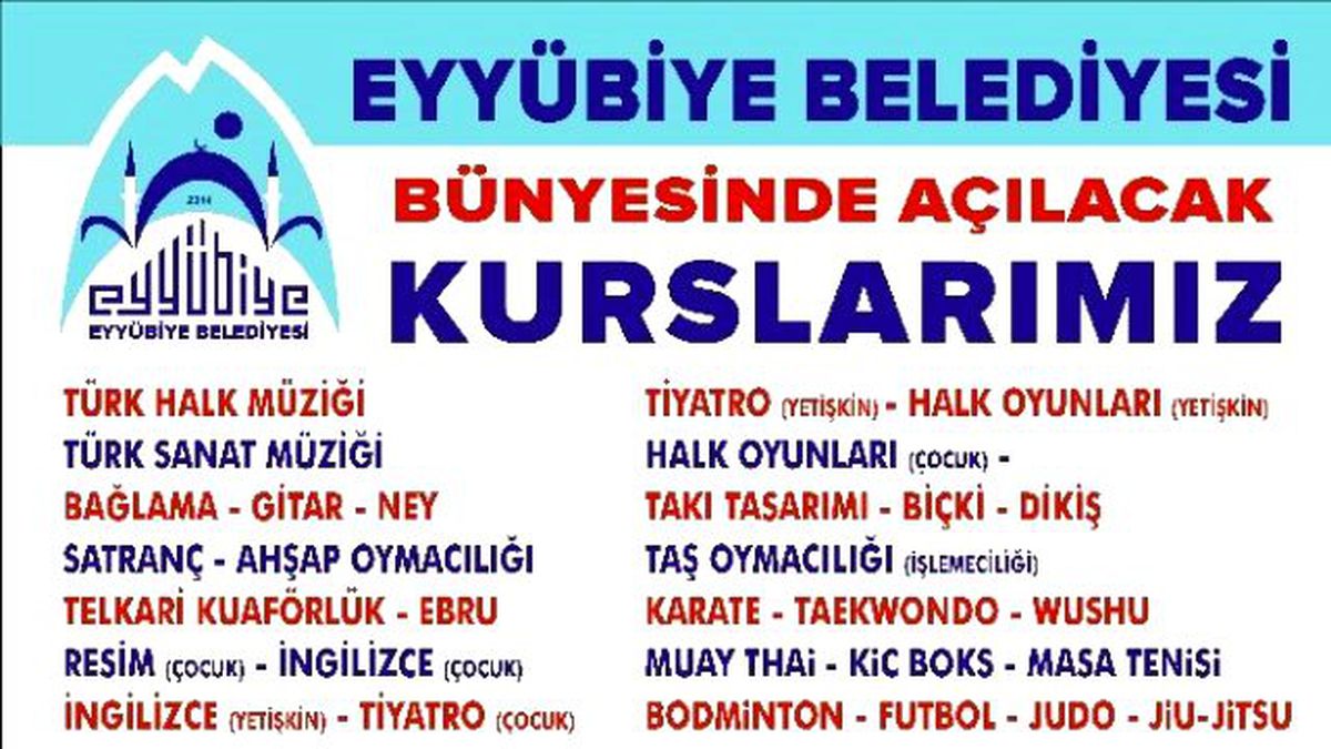 Eyyübiye Belediyesi Ücretsiz Kursların Kış Dönemi İçin Kayıtlar Başladı