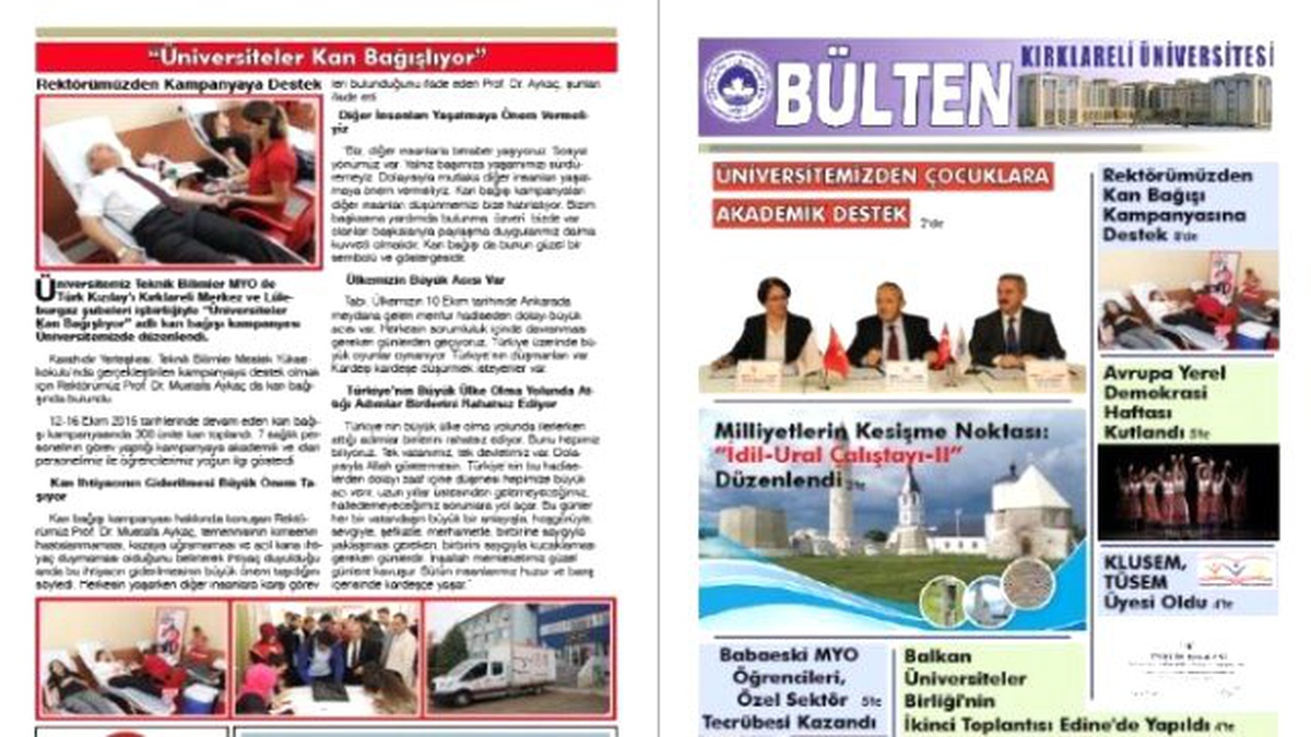Kırklareli Üniversitesi Bülten\'in Ekim Sayısı Yayına Girdi