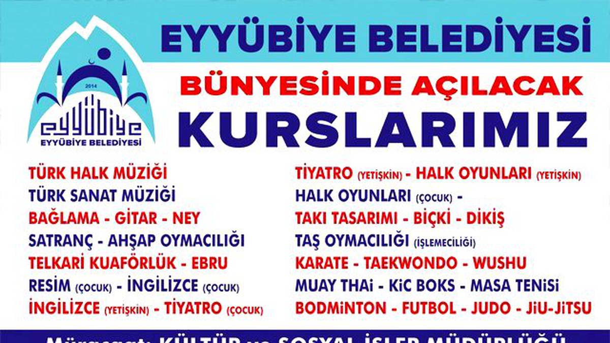 Eyyübiye Belediyesi\'nden Kültürel Kurslar