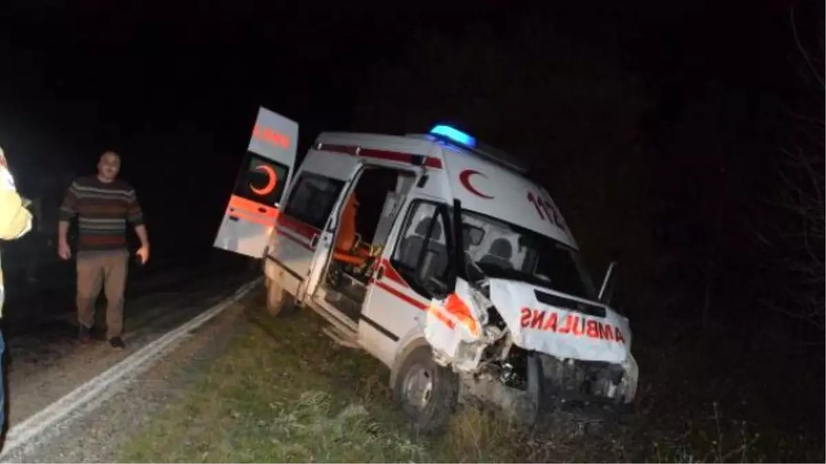 Hasta Taşıyan Ambulans Büyükbaş Hayvana Çarptı