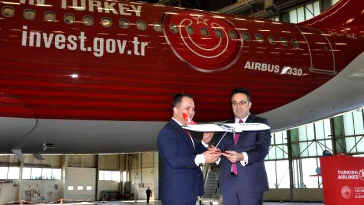 THY Uçağında "Türkiye\'ye Yatırım Yapın" Logosu