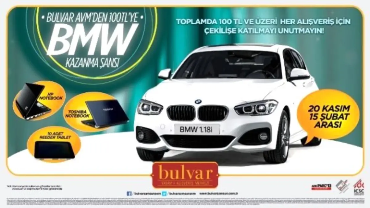 Bulvar Avm'den 100 TL'ye Bmw Kazanma Şansı