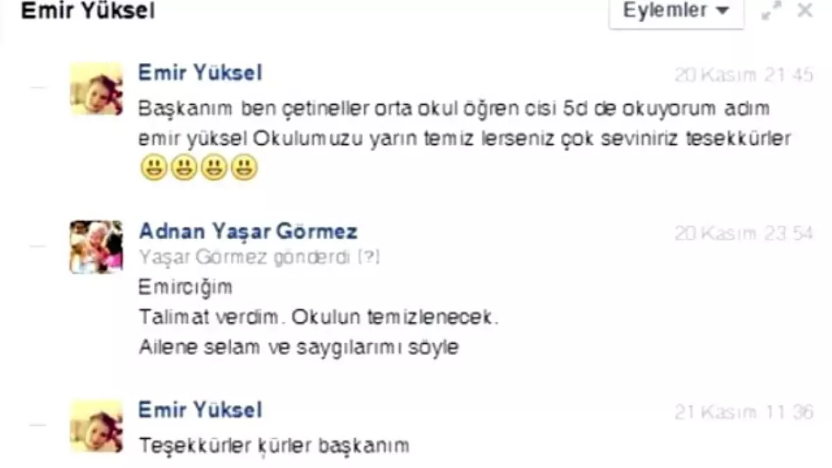 Küçük Emir Okulunun Temizlenmesi İçin Facebook'tan Sesini Duyurdu
