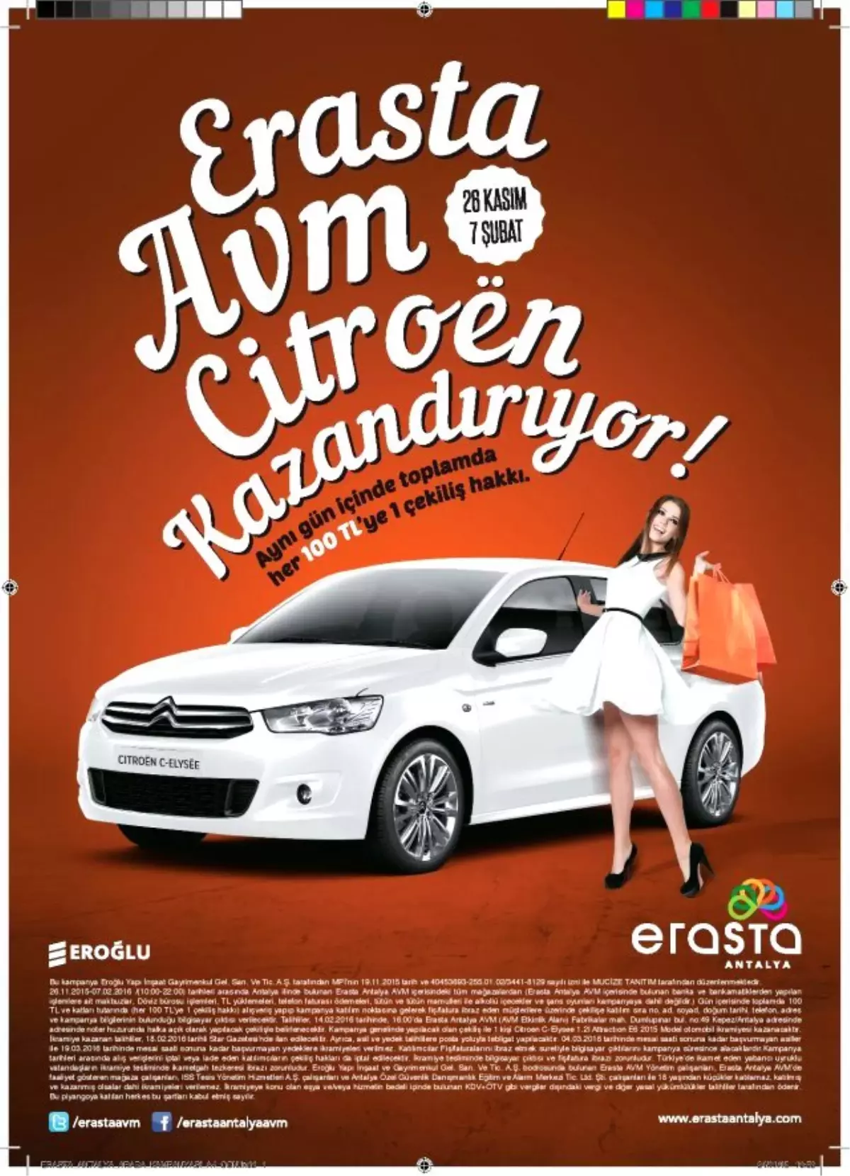 Erasta Antalya\'da Alışveriş Citroen C-Elysee Kazandırıyor