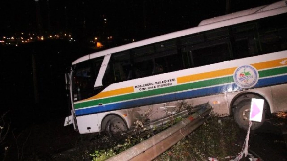 Halk Otobüsünü Uçuruma Düşmekten Bariyerler Kurtardı