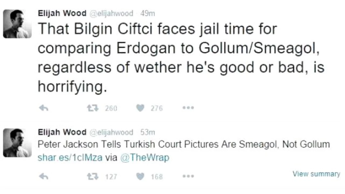 Çiftçi\'s Facing Jail Time For Comparing Erdoğan To Gollum/smeagol İs Horrifying - Elijah Wood