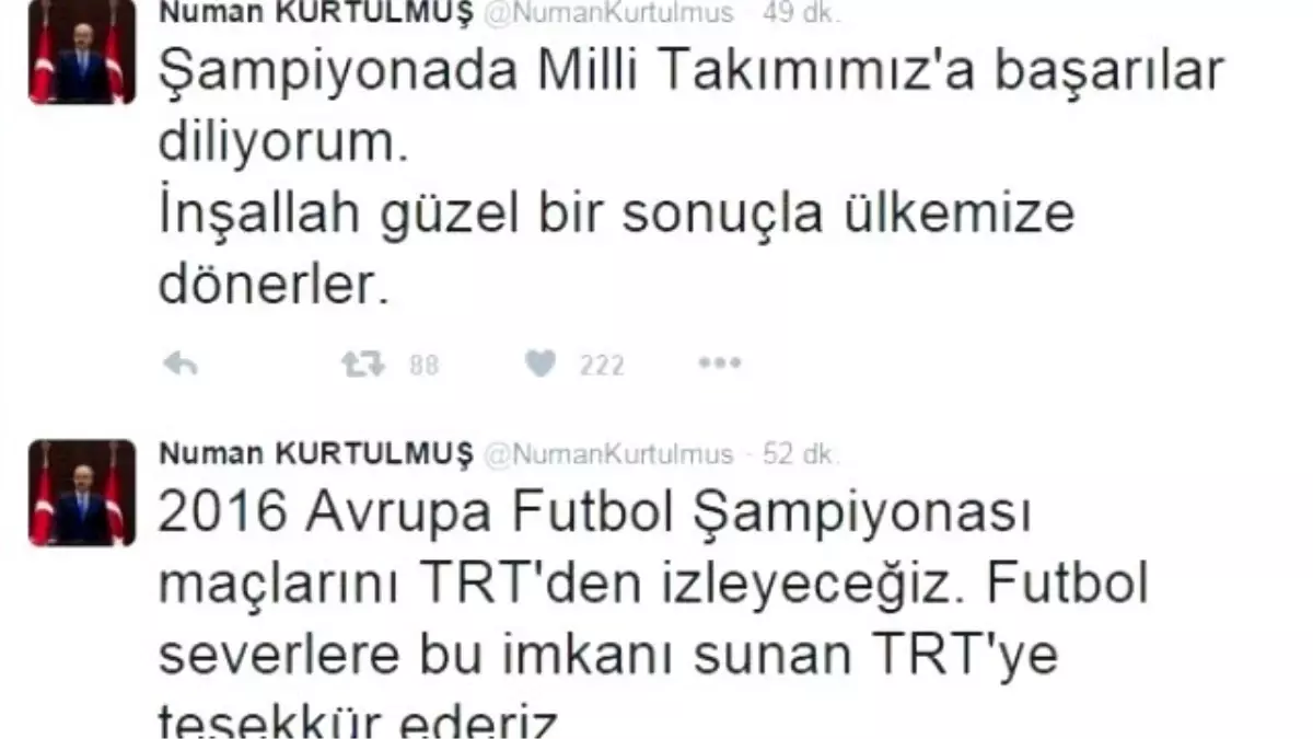 Numan Kurtulmuş\'tan Futbolseverlere Müjde