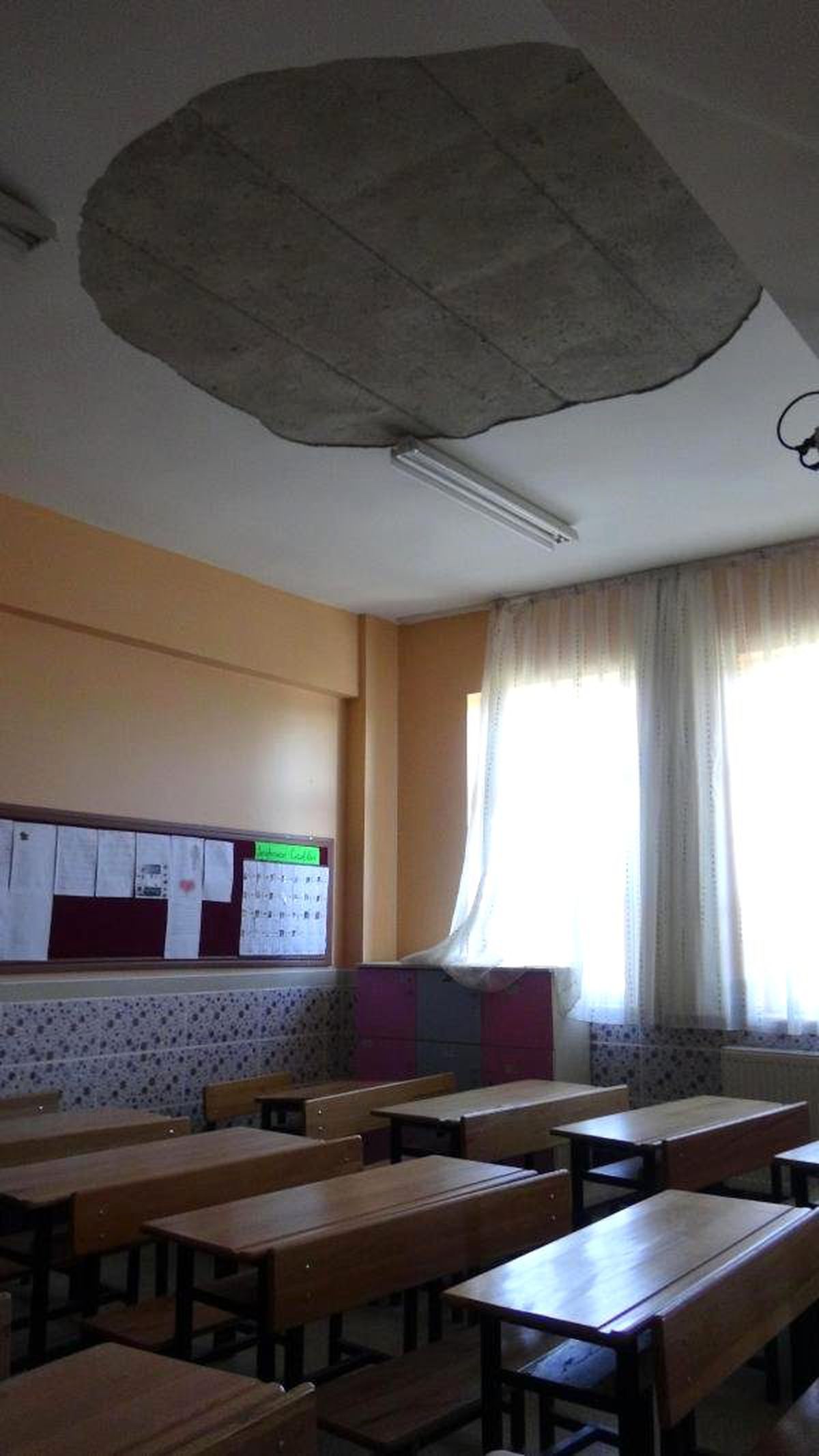 Okulda Tavan Sıvası Döküldü Altı Öğrenci Yaralandı