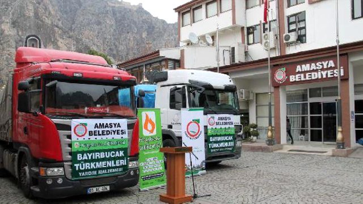 Amasya\'dan Bayırbucak Türkmenlerine 2 Tır Dolusu Yardım