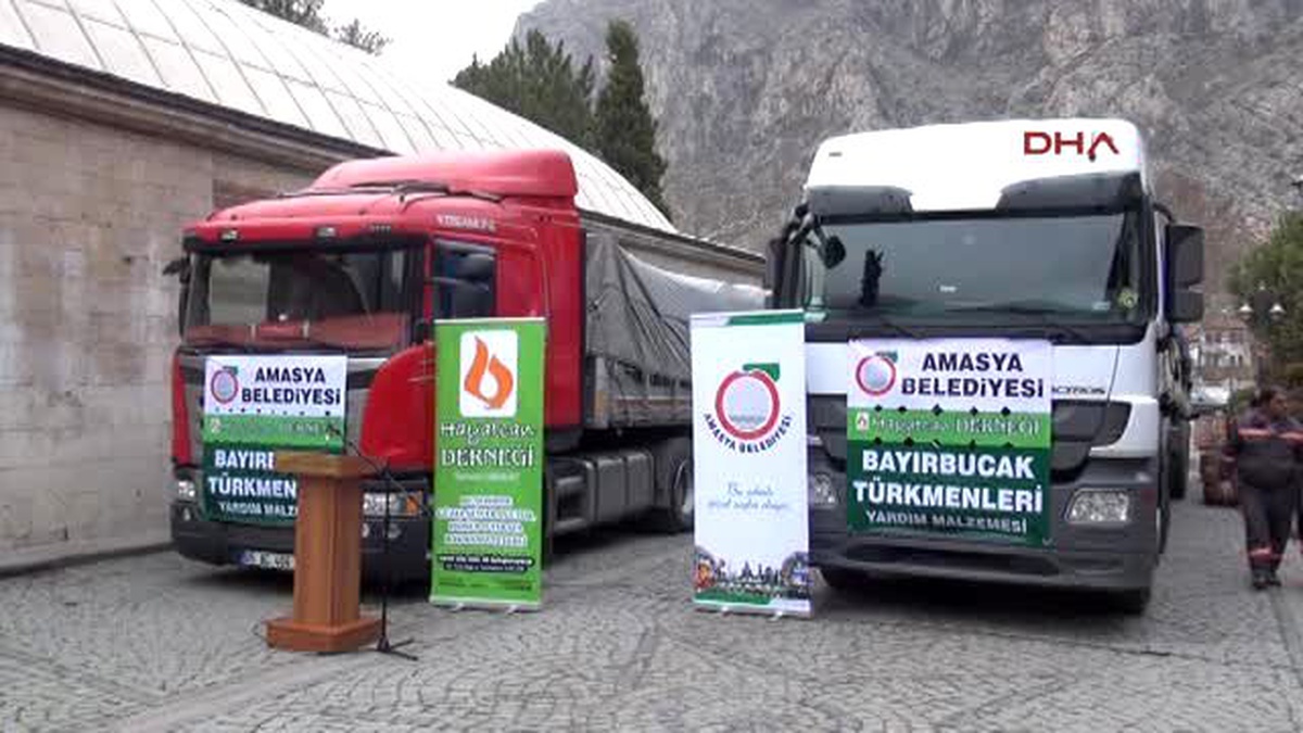 Amasya\'dan Bayırbucak Türkmenlerine 2 Tır Dolusu Yardım