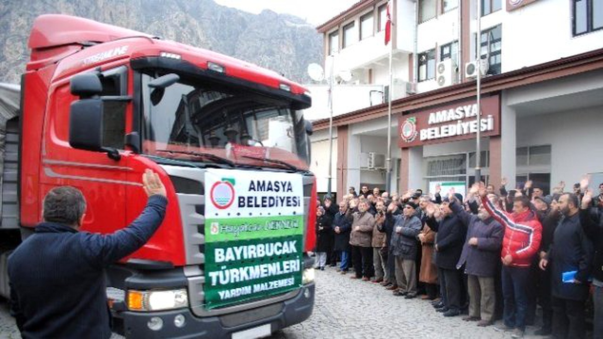 Amasya\'dan Bayırbucak Türkmenlerine 2 Tır Dolusu Yardım