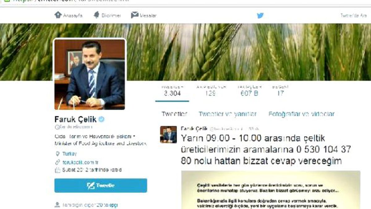 Bakan Çelik, Üreticilerin Sorunlarını Cep Telefonundan Dinleyecek