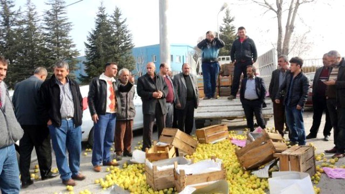 Elma Üreticileri Eylem Yaptı