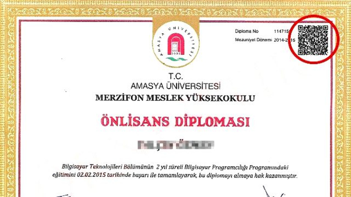 Amasya Üniversitesi\'nden Karekodlu Diploma