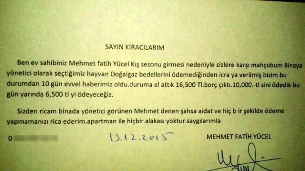Bilecik\'te Ev Sahibinden Kiracılarına İlginç Not
