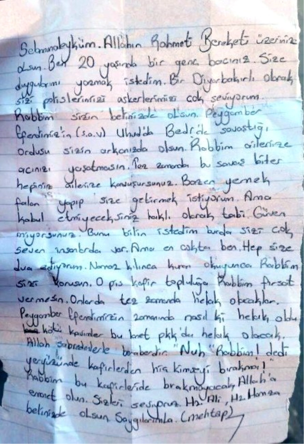 Diyarbakırlı Genç Kızdan Polise Duygulandıran Mektup