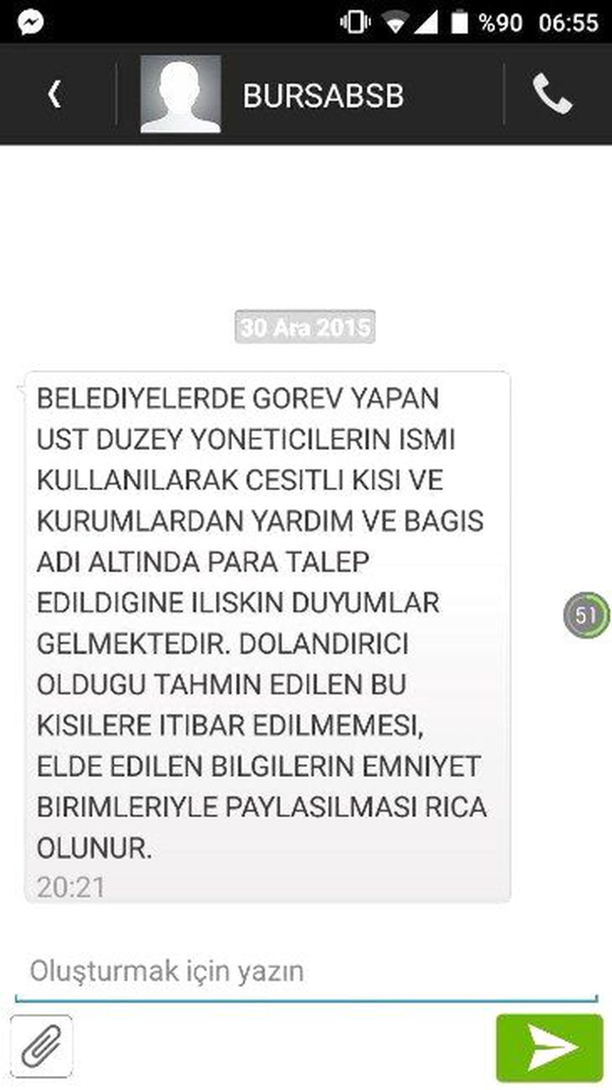 Bursa Büyükşehir Belediyesi\'nden Dolandırıcılık Uyarısı