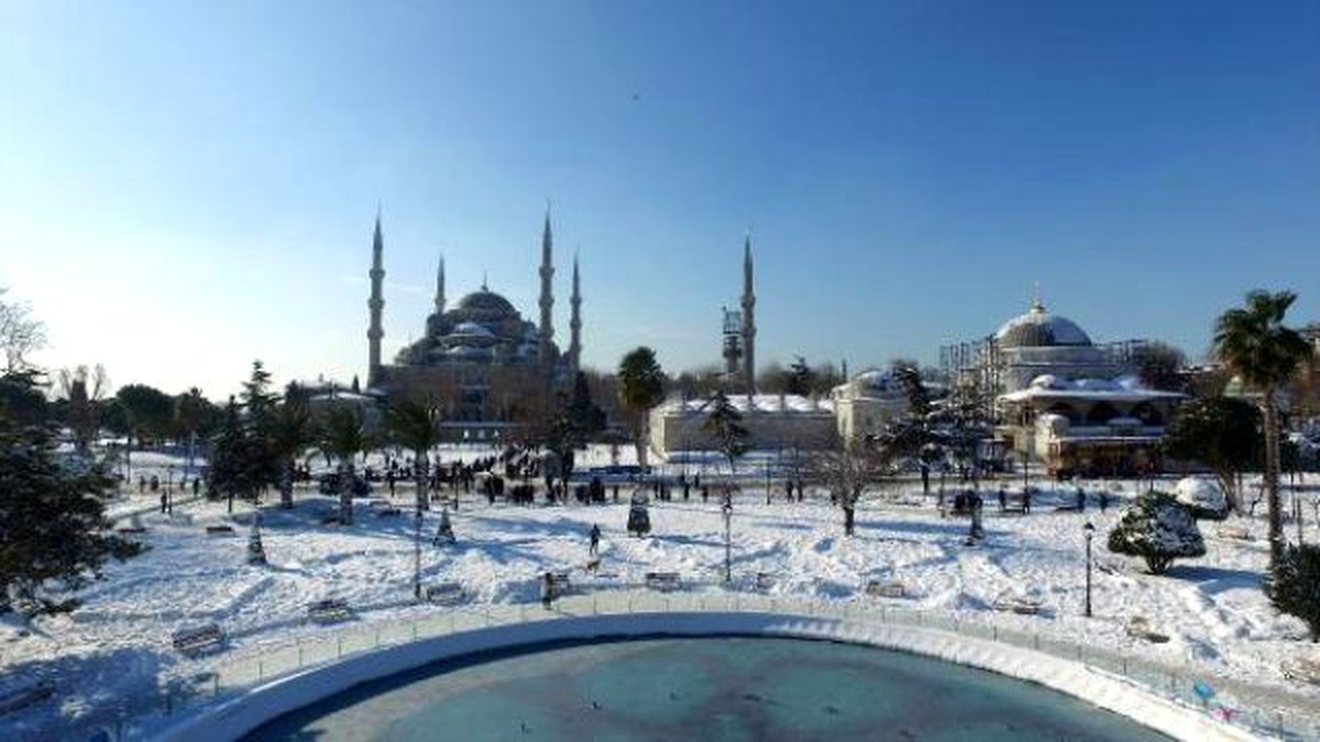 Gökyüzünden Kar Altına İstanbul Manzarası