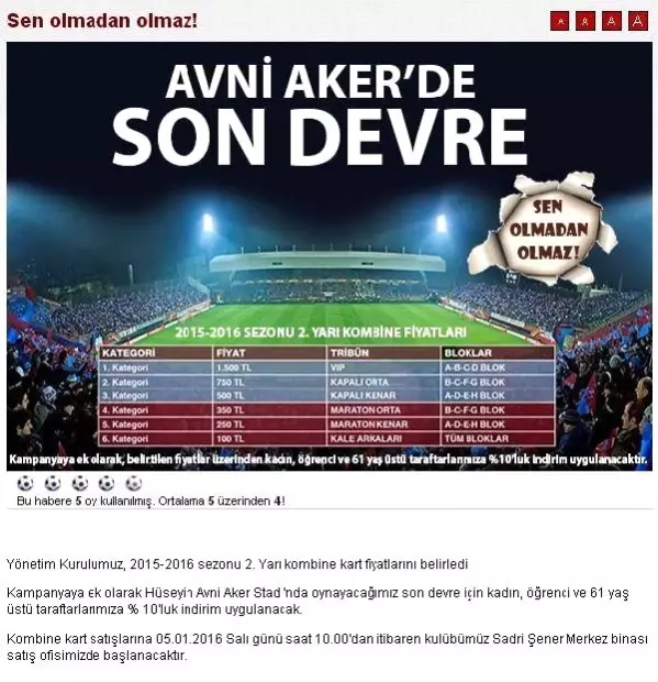 Trabzonspor Yonetiminden Avni Aker De Son Devre Kampanyasi Son Dakika