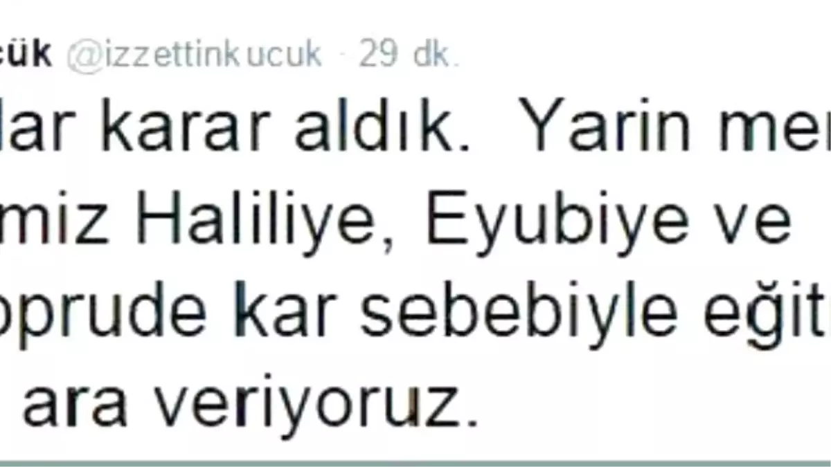 Şanlıurfa Valisi\'nden Kar Tatili Tweeti