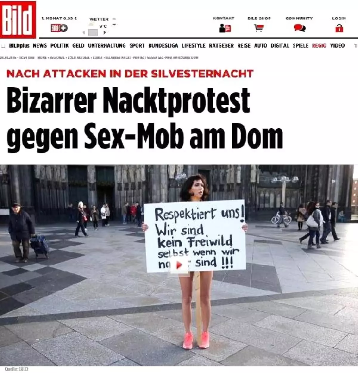 Köln\'de Kadın Tacizine Çıplak Protesto