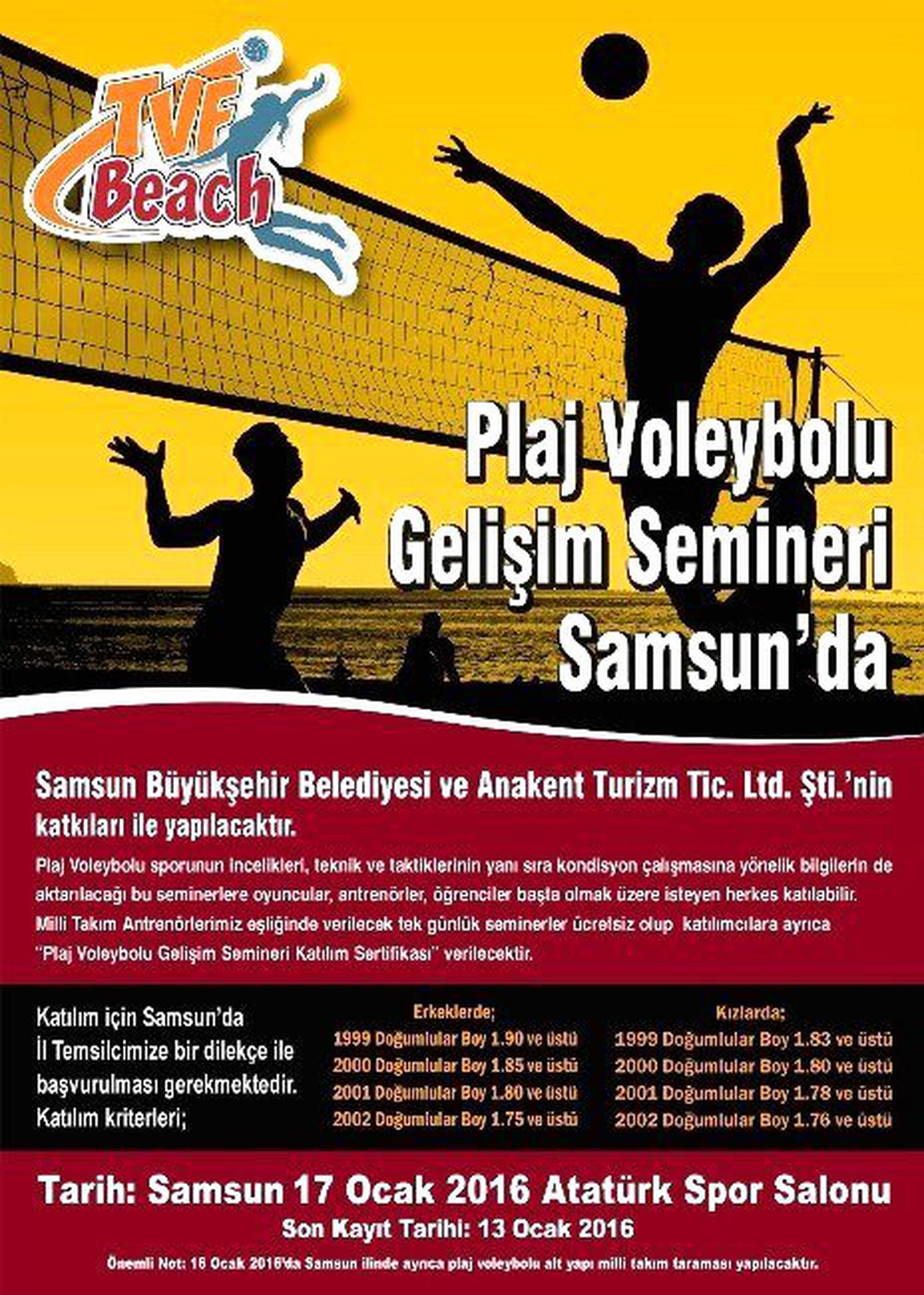 Plaj Voleybolu Gelişim Semineri Samsun\'da Yapılacak