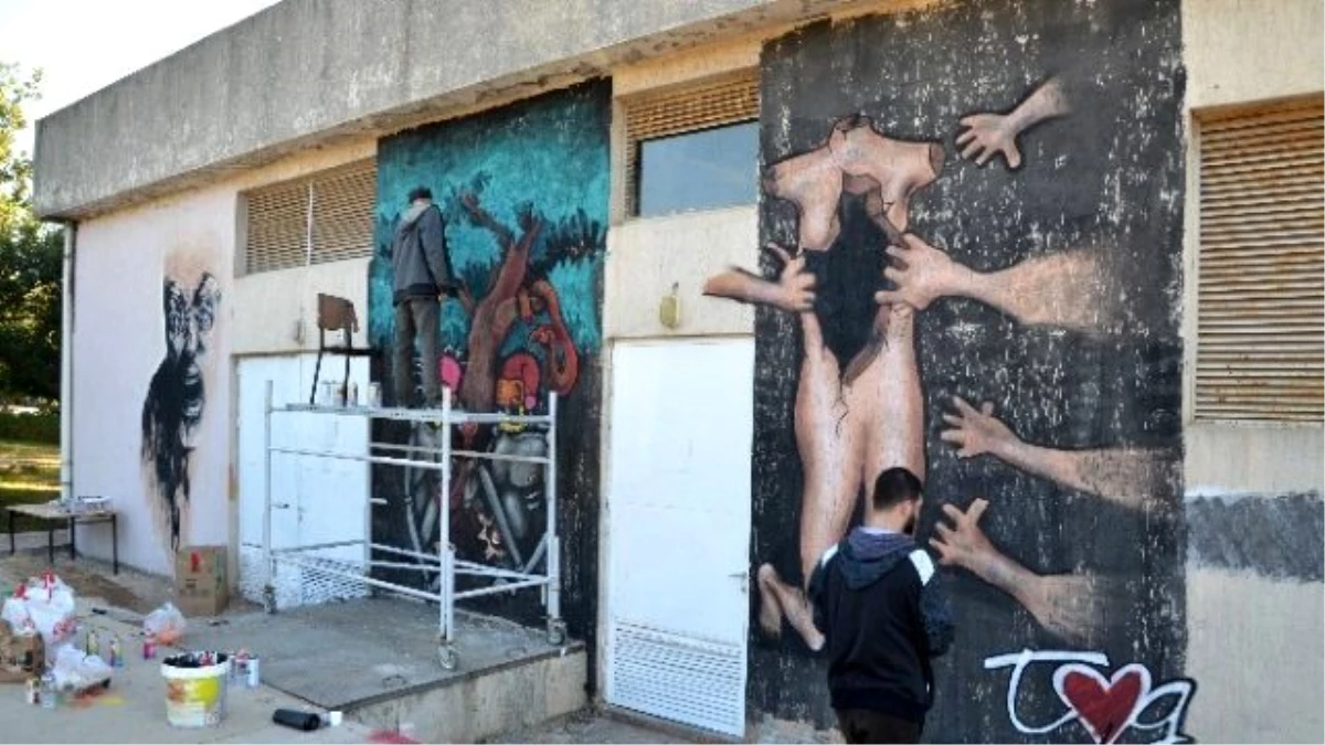 Aü\'de "Kadın Dostu Akdeniz" Projesi Temalı Grafiti Çalışması