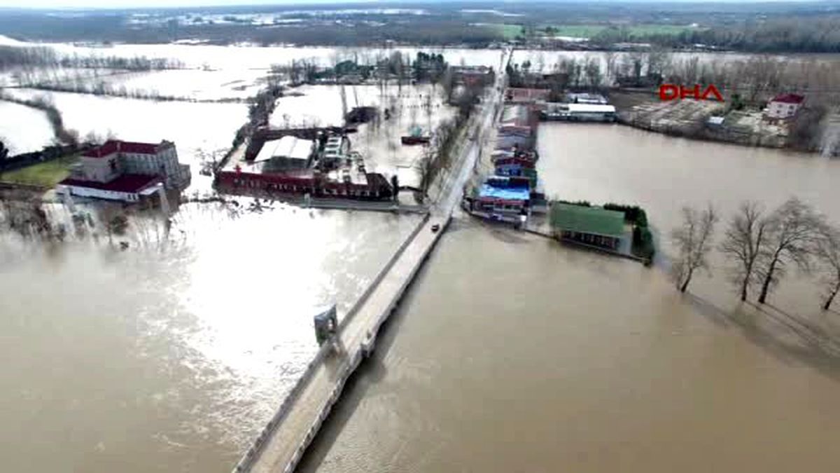 Edirne\'de Taşkın Havadan Görüntülendi