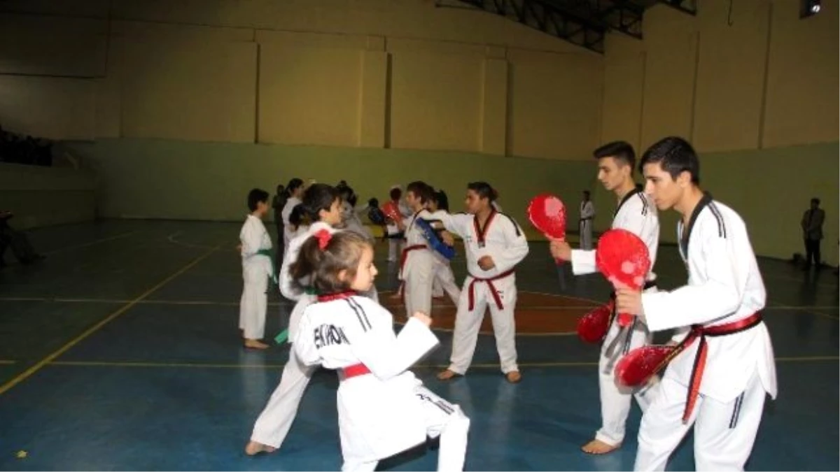 Kursiyer Minik Taekwondocuların Gösterileri Nefes Kesti