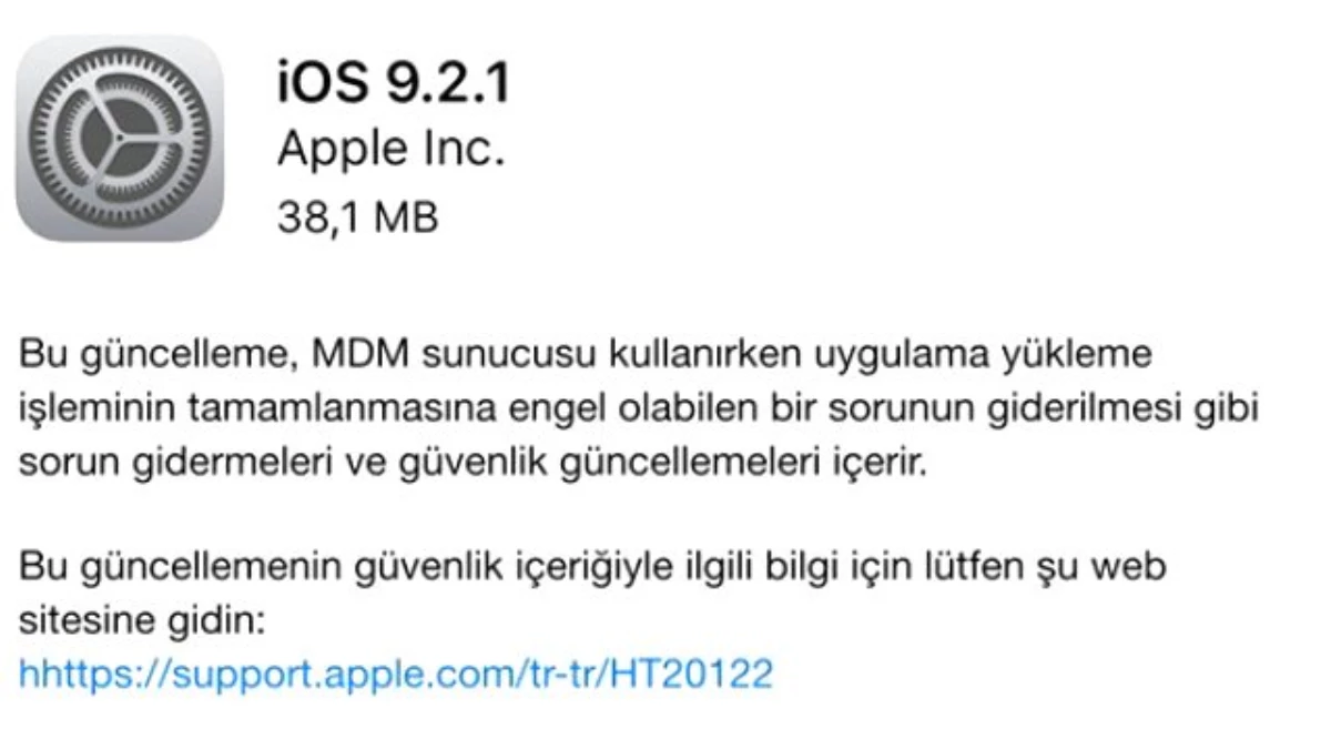 Apple İos 9.2.1 Güncellemesini Yayınlandı!