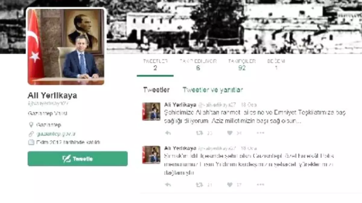 Gaziantep Valiliği\'nden Sahte Twitter Hesabı Uyarısı