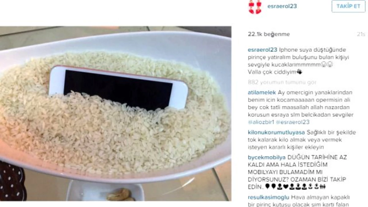 Esra Erol, Suya Düşen Telefonu Pirince Yatırdı