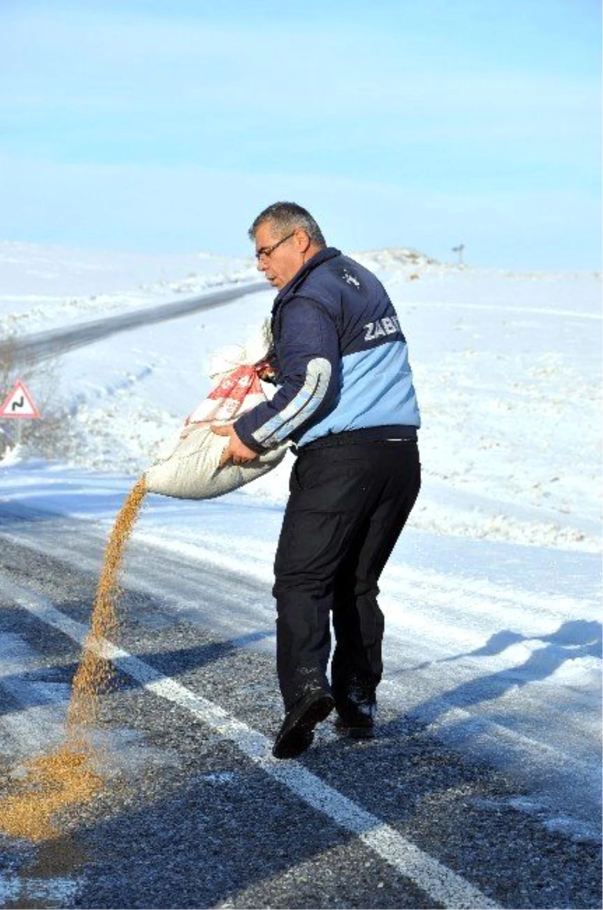 Sorgun\'da Kar Yağışının Ardından Doğaya Yem Bırakıldı