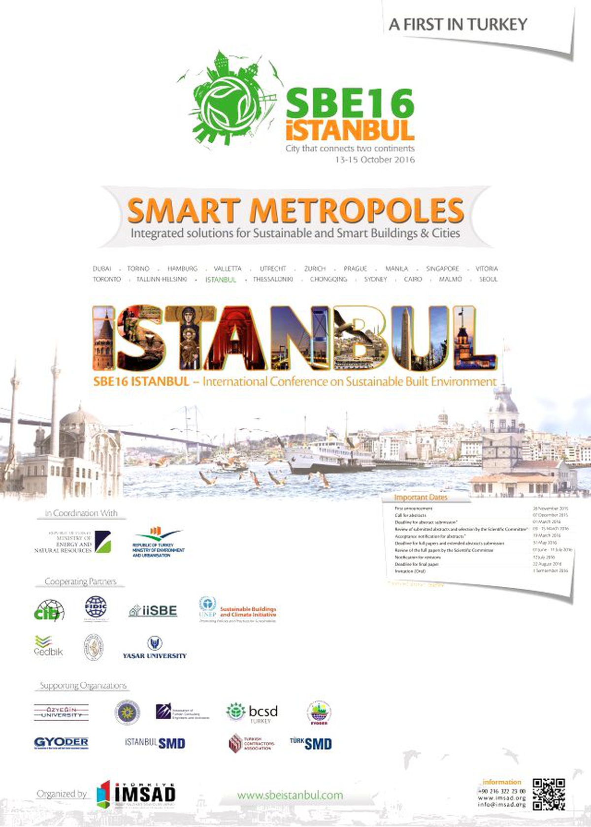 SBE16 İstanbul Konferansı 13-15 Ekim\'de İlk Kez Türkiye\'de