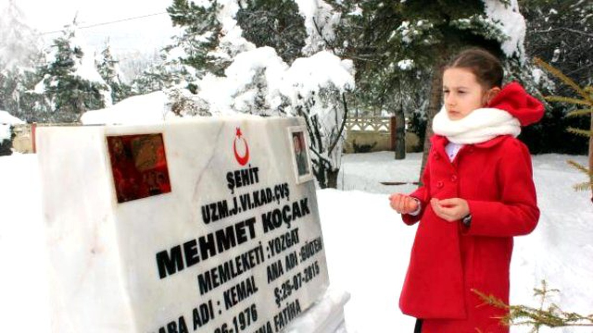 Şehit Kızı Gülten, Karnesini Alıp Babasının Mezarına Gitti