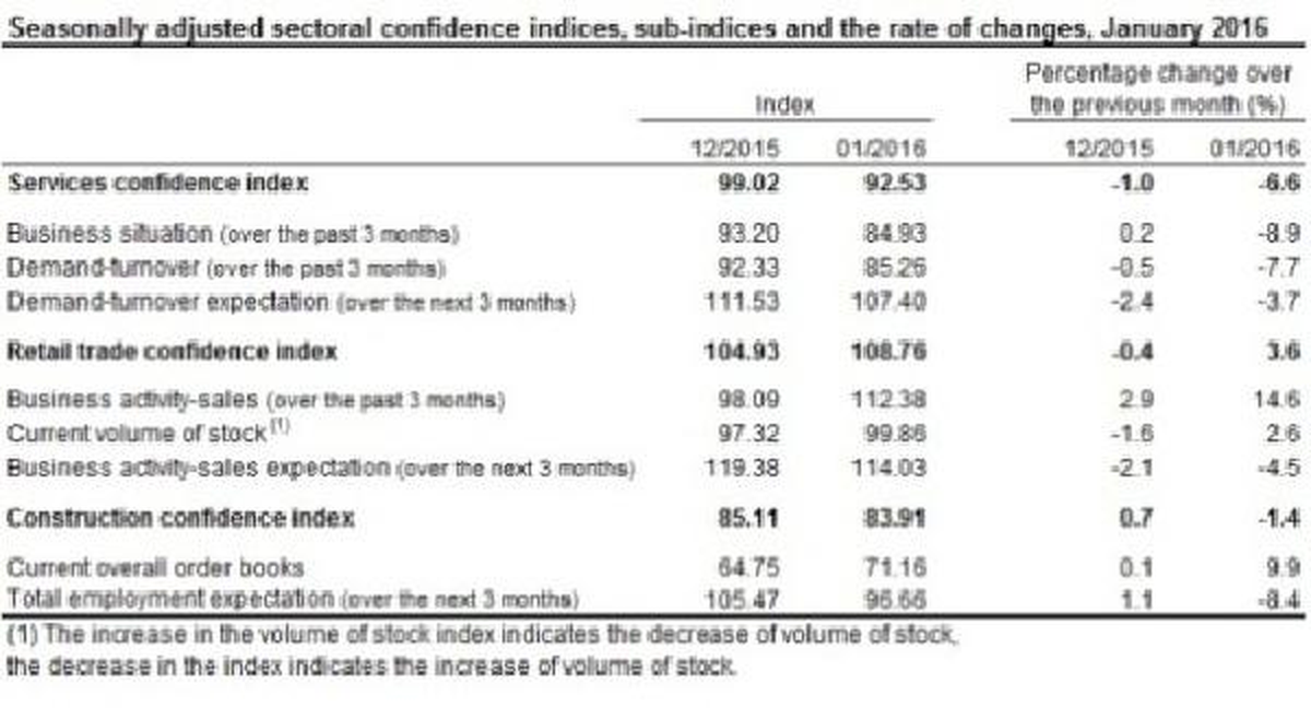 Sectoral Confidence İndex Falls İn Services And Construction, İncreases İn Retail Trade