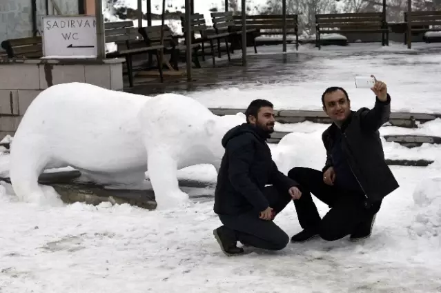 Kamyon Şoforü Kardan Adam Değil, Kardan Kutup Ayısı Yaptı Son Dakika