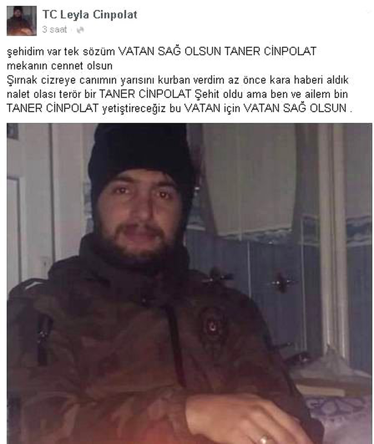 Şehit Cinpolat\'ın Yakınından Duygulandıran Paylaşım