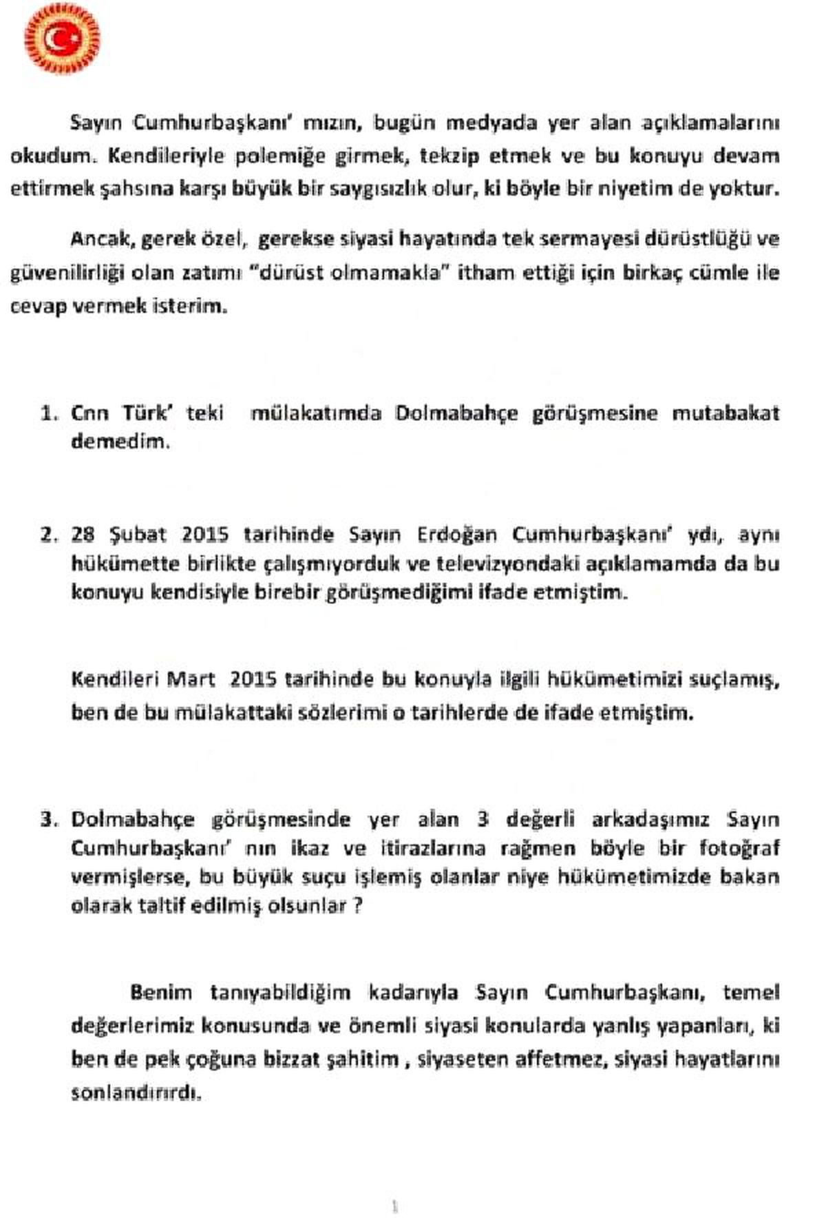 Bülent Arınç\'tancumhurbaşkanı Erdoğan\'a : Samimiyetsiz Kişilerin Tahriki ile Hareket Etmeyin