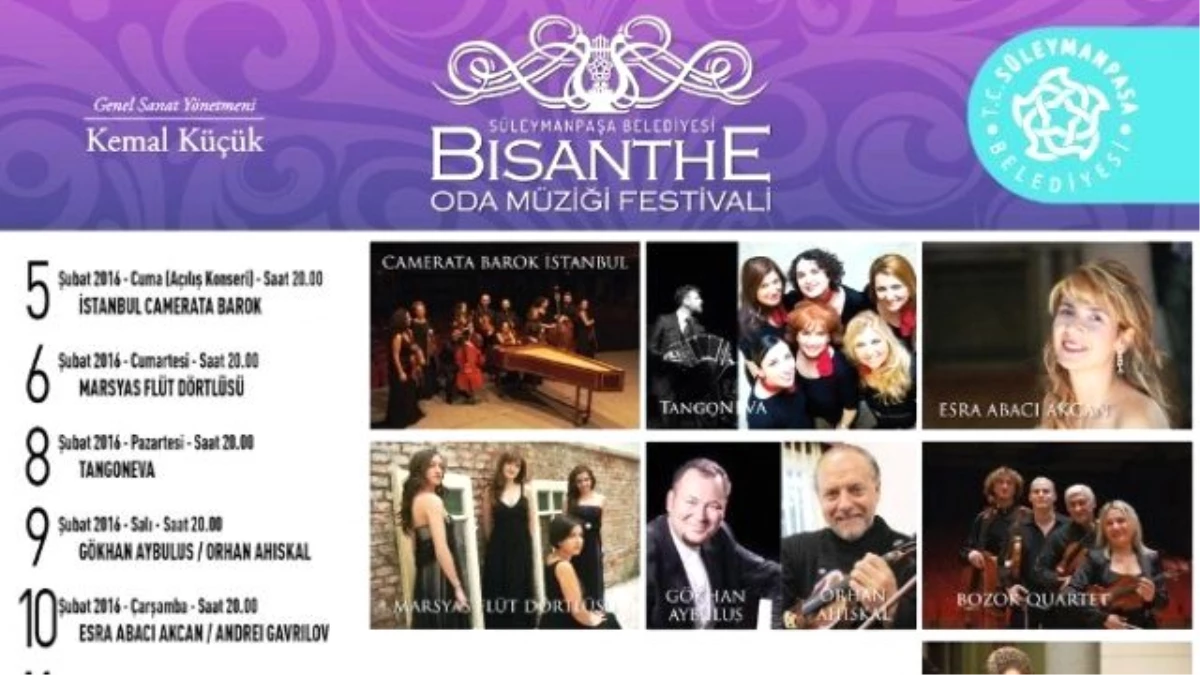 Süleymanpaşa Belediyesi Bisanthe Oda Müziği Festivali 5 Şubatta Başlıyor