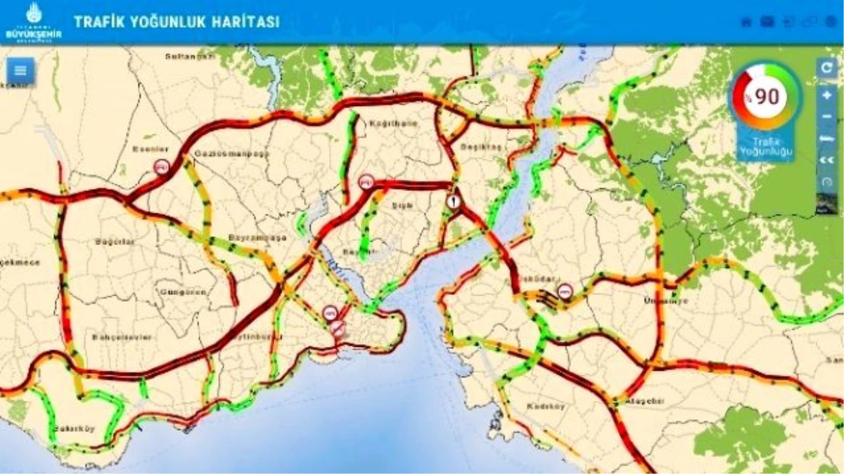 İstanbul\'da Trafik Yoğunluğu Yüzde 90\'a Ulaştı