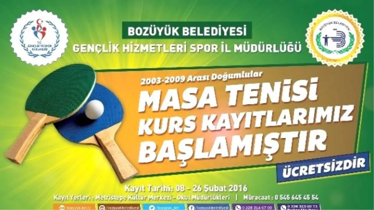 Bozüyük Belediyesi Masa Tenisi Kursu Kayıtları Başladı