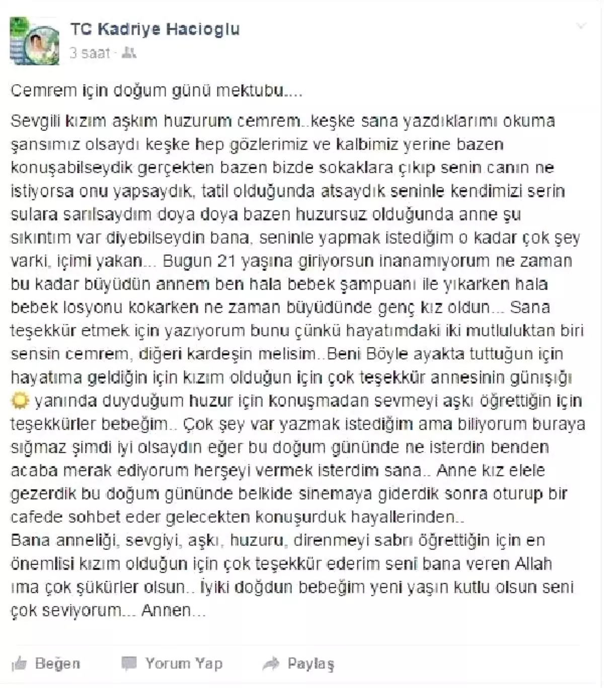 18 Yıldır Yatağa Mahkum Kızını Yaşatmaya Çalışan Anneden Duygulandıran Mektup