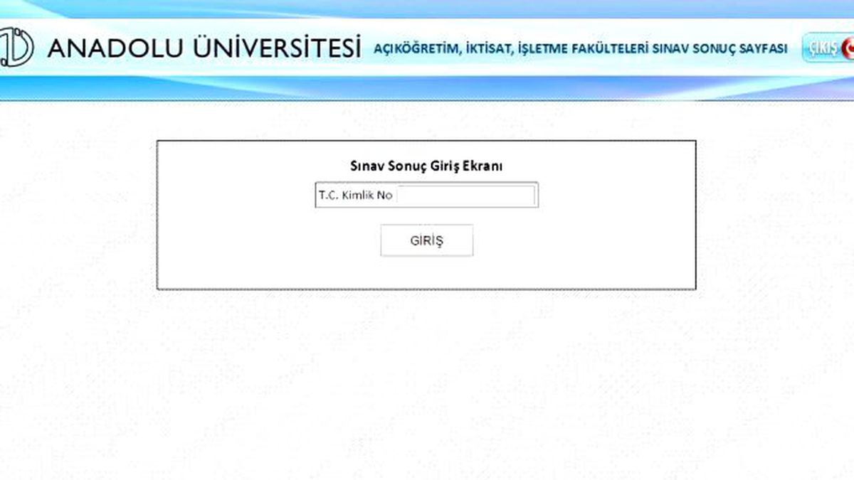 AÖF sınav sonuçları, dönem sonu AÖF sınavı sonuçları ekranı